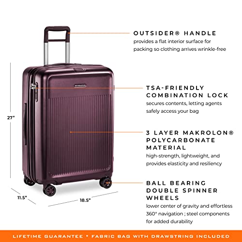 Briggs & Riley Sympatico Hardside Medium Spinner Luggage, Plum, 27-Inch Checked #TOP1