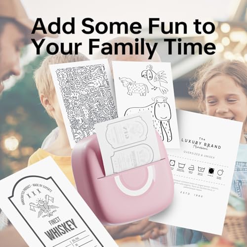 Image of Cabaro Mini Printer Sticker Thermal Printer with 3 Rolls Paper, Bluetooth Portable Phone Print Pods,Study Sticker Maker for Pictures, Photos, Journals, DIY, Compatible with Phone & Tablet