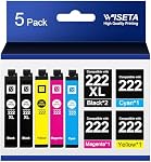 222XL Cartouches d'encre Combo Pack Remplacement 222 Cartouches d'encre 222 222XL T222 T222XL Encre pour travailler avec l'expression Accueil xp-5200 Main-d'œuvre wf-2960 Imprimante (5 Faites votre valise, 2B/C/M/Y)