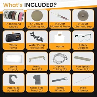 CabKing Cabbing Machine Lapidary Equipment – 8" Jewelry Making Tools for Gemstone Grinding & Rock Polisher, Cabochon Machine, Ring Making, LED Lamp, Water System & Complete Accessories Kit, 115V Only