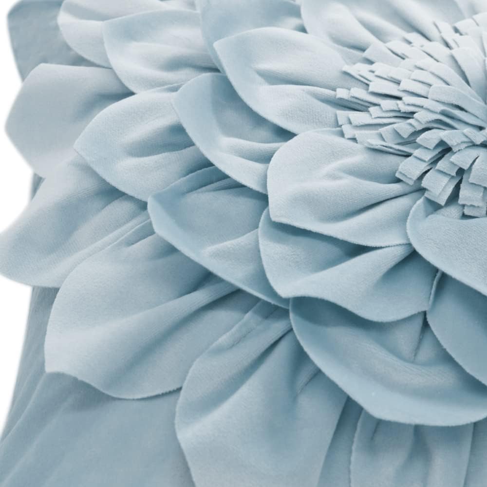 OiseauVoler 3D Flower Throw Pillow Covers Decorative Cushion Cases Soft Velvet Pillowcases Home Couch Car Bed Room Decor 18 x 18 Inch Blue