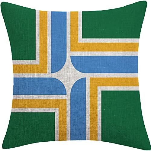 YJQGOL Portland Oregon Flag Throw Pillow Cover 18x18