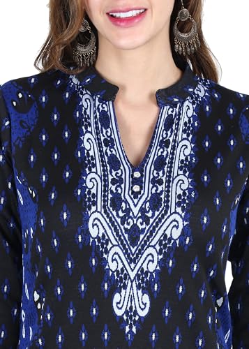 Image of Rosary Women's Winter Woolen Kurti Jacquard Straight Fit Ethnic Wear with 2 Side Pockets