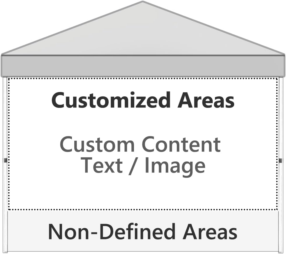 Custom Sunshade Sidewall for 10x10 Pop Up Canopy - Straight Leg, Custom Pattern or Text Sidewalls(White)