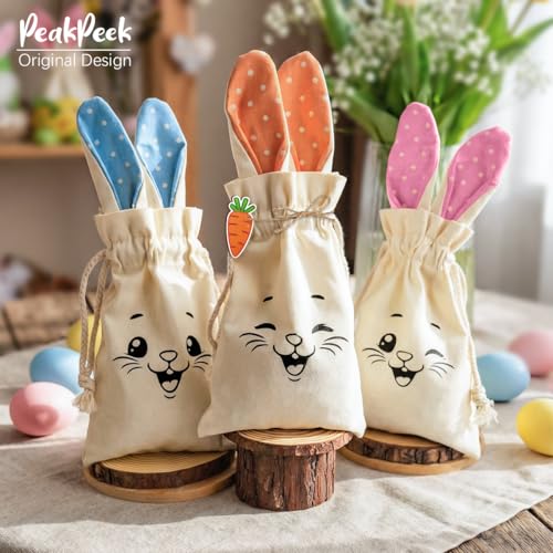 Osternester zum Befüllen, Osterkörbchen mit 3 Stück Osterkorb Hasenform Stoff 3 Stück Karottenanhänger, Ostertüten zum Befüllen Osterkorb für Kinder Osterkörbe Geschenktüte Ostern Ostertasche
