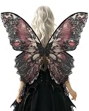ETOFETE Feenflügel Erwachsene Fasching Kostüm - Schmetterling Elfenflügel Damen, Gothic Schmetterlingsflügel, Spitze Feen Flügel für Cosplay Karneval Accessoires