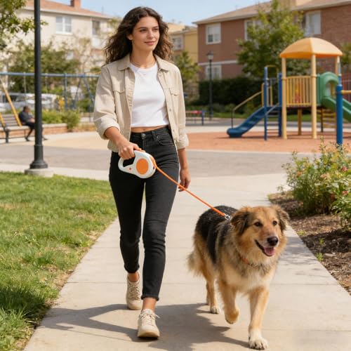 Laisse rétractable pour chien d'extérieur avec lampe LED pour balade nocturne - 3
