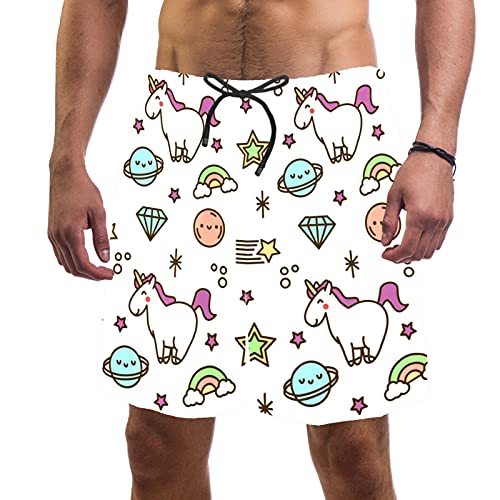 Short de bain homme élastique XL imprimé licornes avec 2 poches latérales