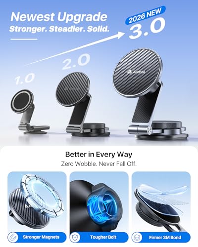Image of andobil 3rd Gen Tesla Phone Mount 【Upgrade Adhesive & Upgrade Stongest Magnet】 Phone Holder for Tesla New Model Y Juniper Model 3, 360 Adjustable Tesla Phone Holder fits iPhone 17 16 15 14 Pro Max
