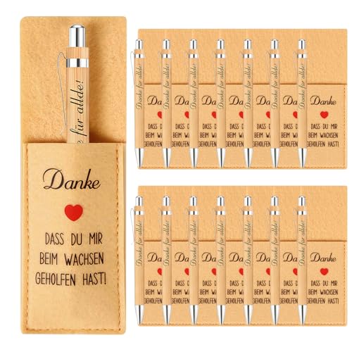 Anruzon 30 unidades de regalo de agradecimiento: 15 bolígrafos de madera con grabado y 15 soportes para rotuladores, gracias por todo, regalos para profesores y amigos, regalo de despedida para