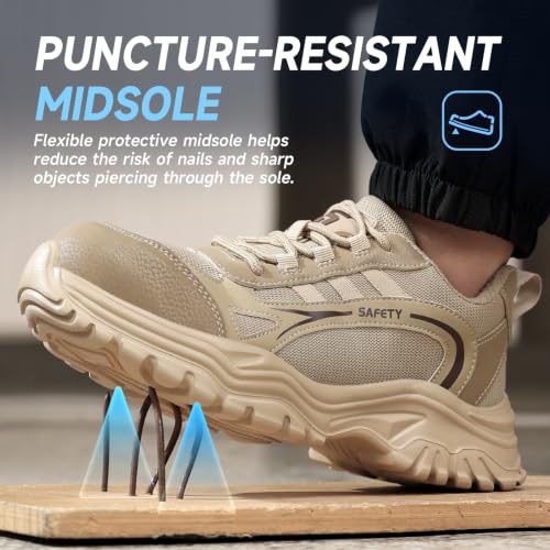Image of Steel Toe Shoes for Men Women Lightweight Work Shoes Men Breathable Safety Shoe
