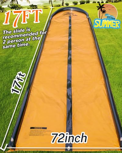Slip Water and Slide for Kids Adults, Extra Long Backyard Water Slide with Pool and 2 Inflatable Bodyboards, Summer Outdoor Games Water Toys
