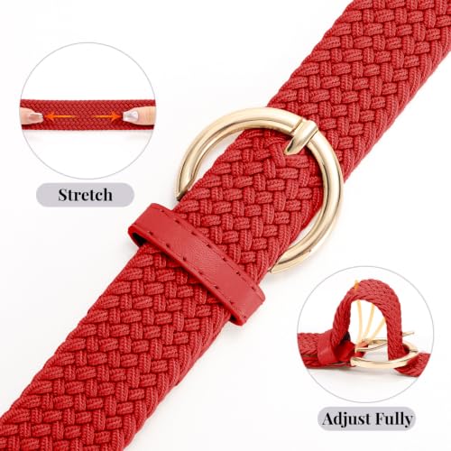 Image of JASGOOD Women Men Braided Woven Elastic Stretch Waist Belt Golf Canvas Fabric Casual Belt for Jeans Pants