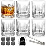 ZEAYEA Set of 6 Whiskey Glasses with Whiskey Stones