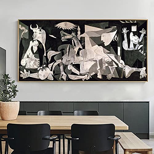 Impresión en lienzo Reproducciones de pinturas en lienzo famosas Impresiones artísticas Obra de arte Guernica Picasso Cuadro de pared Decoración para sala de estar 80x160 cm Sin marco Cover