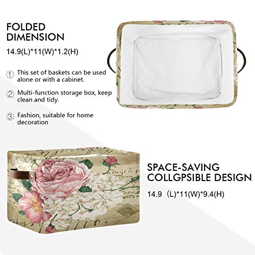 Alaza Foldable Storage Bins, Vintage Shabby Chic Pink Rose Floral Storage Boxes Closet Shelf Organizer For Bedroom Nursery Closet Toys Books #TOP2