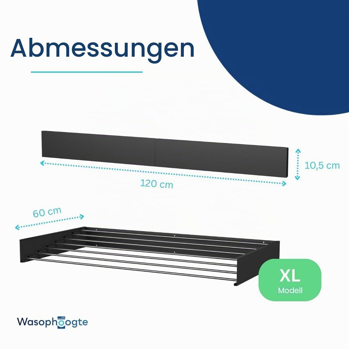 Wäscheständer Ausziehbar - Wandmontage, 8,4m Trockenlänge, Klappbarer Wäschetrockner 120cm, Schwarz, Robust & Platzsparend, Ideal für Innen- und Außenbereich
