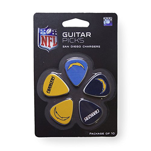 Woodrow Guitar by The Sports Vault NFL San Diego Chargers Guitar Picks, 10 Pack , Blue , 1" x 1 3/16"