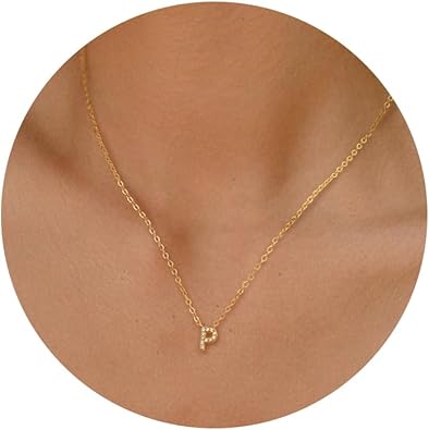 Initial Heart Necklaces for Women - Dainty Cute Necklace Small Layered 14K Gold Plated A-Z Letter CZ Pendant Trendy Satellite Chain Necklaces for Women Non Tarnish Gold Jewelry Set Gift