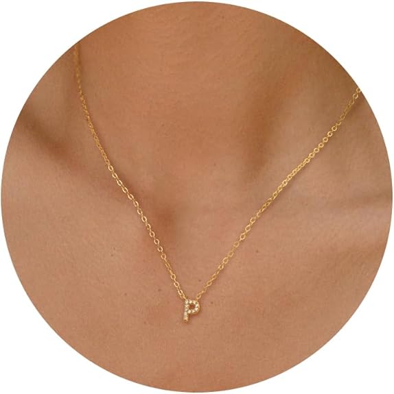 Initial Heart Necklaces for Women - Dainty Cute Necklace Small Layered 14K Gold Plated A-Z Letter CZ Pendant Trendy Satellite Chain Necklaces for Women Non Tarnish Gold Jewelry Set Gift
