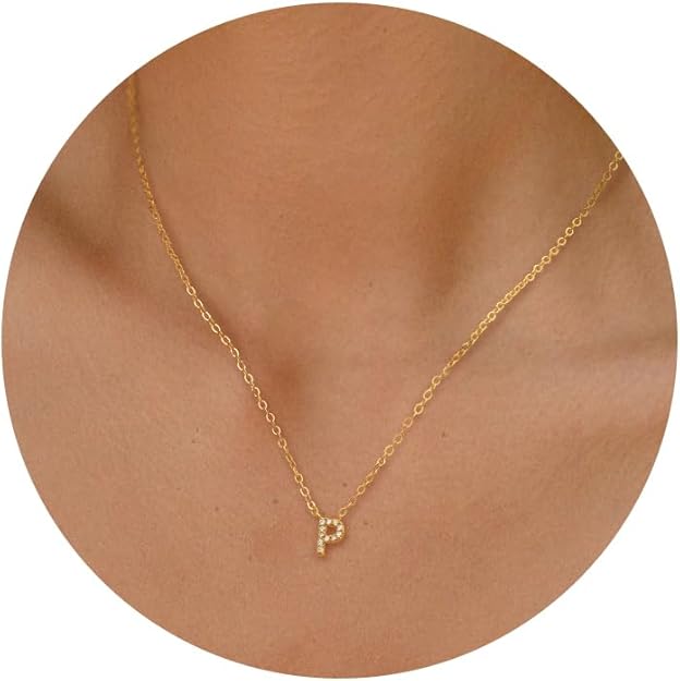 Initial Heart Necklaces for Women - Dainty Cute Necklace Small Layered 14K Gold Plated A-Z Letter CZ Pendant Trendy Satellite Chain Necklaces for Women Non Tarnish Gold Jewelry Set Gift