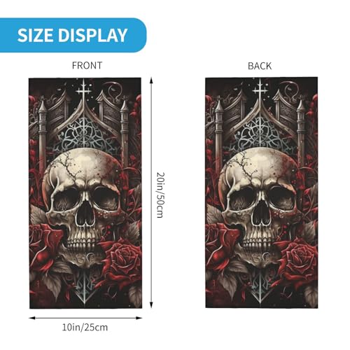 Balaclava Negro con Rosa Gótica Skull para Mujer y Hombre, Mascarilla de Cuello Elástica Transpirable para Motocicleta, Ciclismo, Esquí y Fiesta miniatura 3