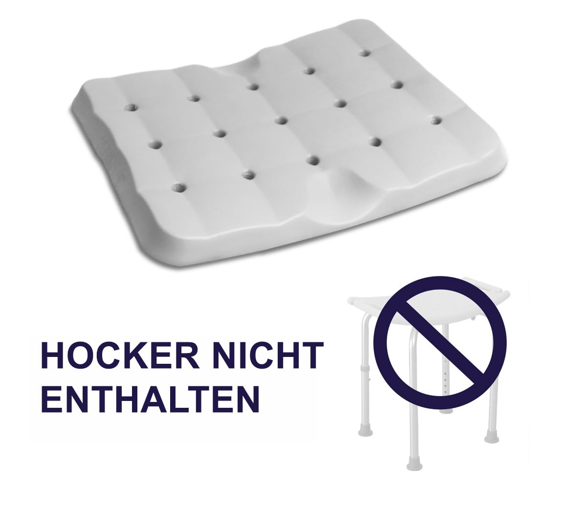 KMINA Sitzkissen Dusche Grau 35x27x3 cm, 100% wasserdichtes Duschkissen für Senioren, ergonomisches Kniekissen für Gartenarbeit, Rutschfester Duschsitz, Patentiert