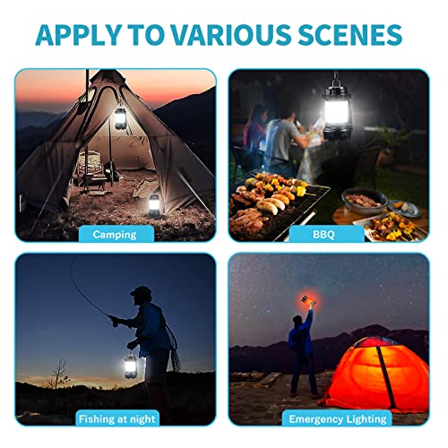 Eluteng Camping Lantern 2 In 1 Rechargeable, 1200Lm, 6 Light Modes, 4400Mah Power Bank, Ip4 Waterproof, Perfect Lantern Flashlight For Hurricane Emergency, Hiking, Home And More, Usb Cable Included #TOP5