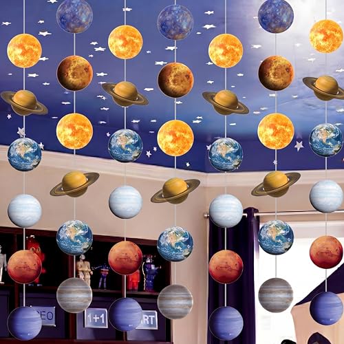 Sistema solar decoración colgante espacial Cindeer con ocho tiras reutilizables 2