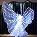 Reicyfang LED Belly Dance Wings with Stick, LED Isis Wings, Glow Light Up Belly Dance Costumes, LED Lights Belly Dance Isis Wings Carnival Rave Costumes Outfits(Adult White)