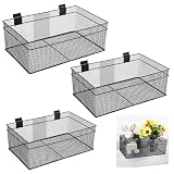 BSTKEY Slatwall Korb-Set, belüftete Metallkörbe, Drahtkörbe, Slatwall-Zubehör, Einzelhandelsdisplay für Slatwall, Garage, Aufbewahrung und Organisation (3 Größen, schwarz), 3 Stück