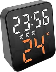 Relógio Despertador Digital Premium de Mesa e Parede Led com Luz Noturna Temperatura e Ideal para Quarto e Sala Usb ou Pilha