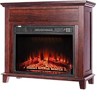 VIVOHOME 32 Inch Wide Electric Fireplace with Wood Frame, Insert Freestanding Portable Heater