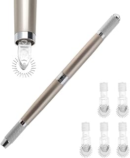 Roller Microblading Needle - Handmade Embroidery Pen, Fog Eyebrow Permanent Makeup - Eyebrow Makeup Set, Eyebrow Tattoo Pen + 5 Roller Eyebrow Needles(Small Roller Needles)