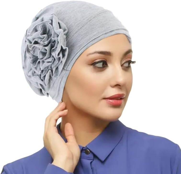 beauty YFJH Pre Tied Chemo Headwear for Women Solid Flower Turban Caps Cancer Beanies Headwrap Hair Loss Cover - Image 2