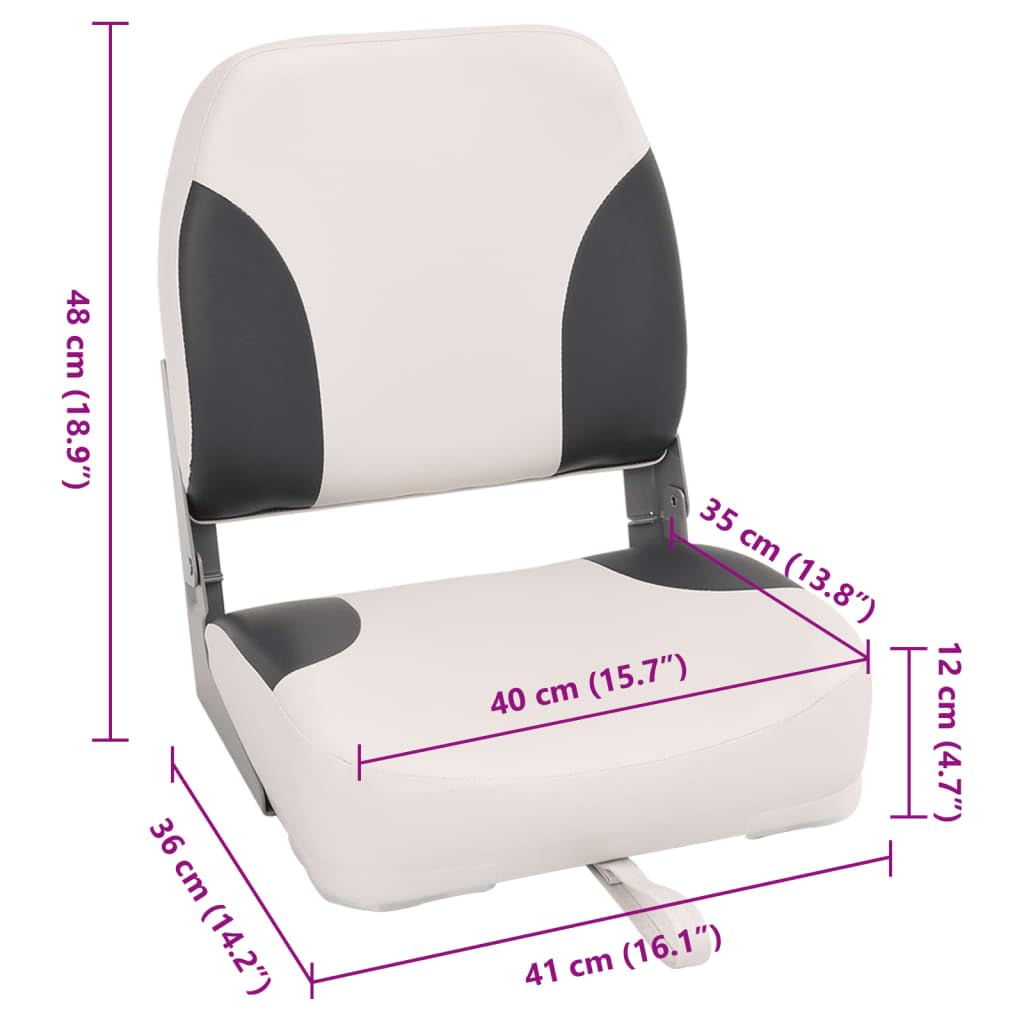 vidaXL 1/2x Sedile per Barca Pieghevole con Cuscino Blu-Bianco 41x36x48 cm