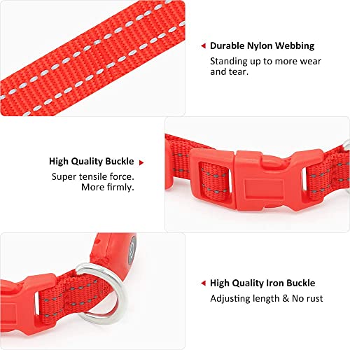 Illumifun Led Pup Collar, Usb Rechargeable Light Up Collar, Lightweight Glowing Pet Safety Collar For Your Small Dogs& Cats(Red-2 Reflective Strip, X-Small) #TOP3