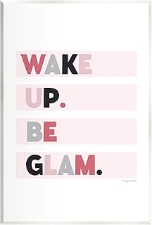 Stupell Industries Wake Up Be Glam Pink Motivating Phrase Wood Wall Art, Design by Kyra Brown