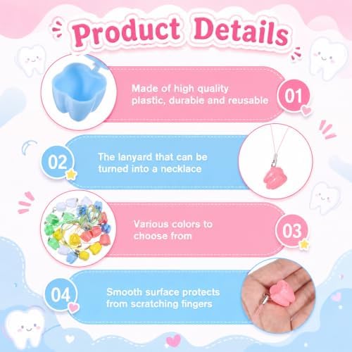 20 Pcs Tooth Necklace Boxes for Kids, Colorful Milk Teeth Storage Case — 사진 3