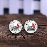 Farbe: Silber. Klassische italienische Manschettenknöpfe Rom Kunst rund Glas Flagge Kolosseum Design Herren Hemd Anzug Französisch Manschetten Schmuck Hochzeit Geschenke