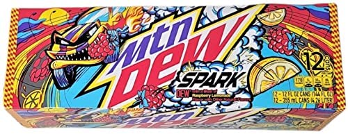 MTN DEW Spark Raspberry Lemonade Flavor Soda, cola, Mountain Dew, 12oz-12pack cans