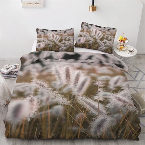 Funda Nórdica Cama 105 cm Microfibra Juego de Ropa de Cama 3 Piezas Funda de edredón 180x220 cm con Funda de Almohada 50x75 cm Planta