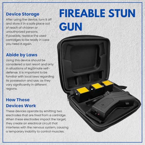 Odds Shifter - Fireable Heavy Duty Stun Gun for Self-Defense Featuring 1.6 uC Charge, 6.4 M Range, Aim Assist, LED Flashlight and Safety Switch