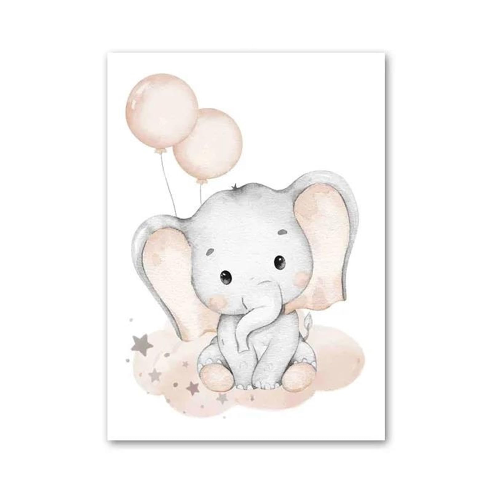 XENITE Wall Art Canvas Prints Cute Elephant Hot Balloon Moon Rainbow Cloud Nursery Wall Art Canvas Painting No Frame Prints Pictures Kids Room Decor(B,30x40cm)