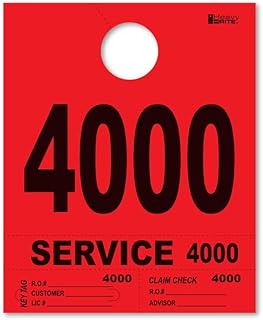 4 Part Heavy-Brite Premium Service Dispatch Numbers - Efficient Dispatch Management with Red 4000-4999 Bold Numbers, Customizable, Matching Key Tags, Claim Checks, 1000 Count