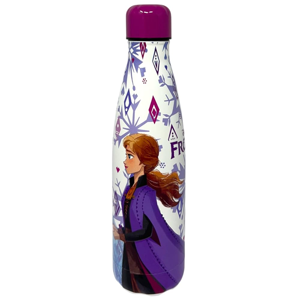 CARTOON Bottiglia termica in acciao inossidabile con tappo svitabile, borraccia termica in acciaio inox per bambini ragazzi, 500 ml (Frozen, bianco)
