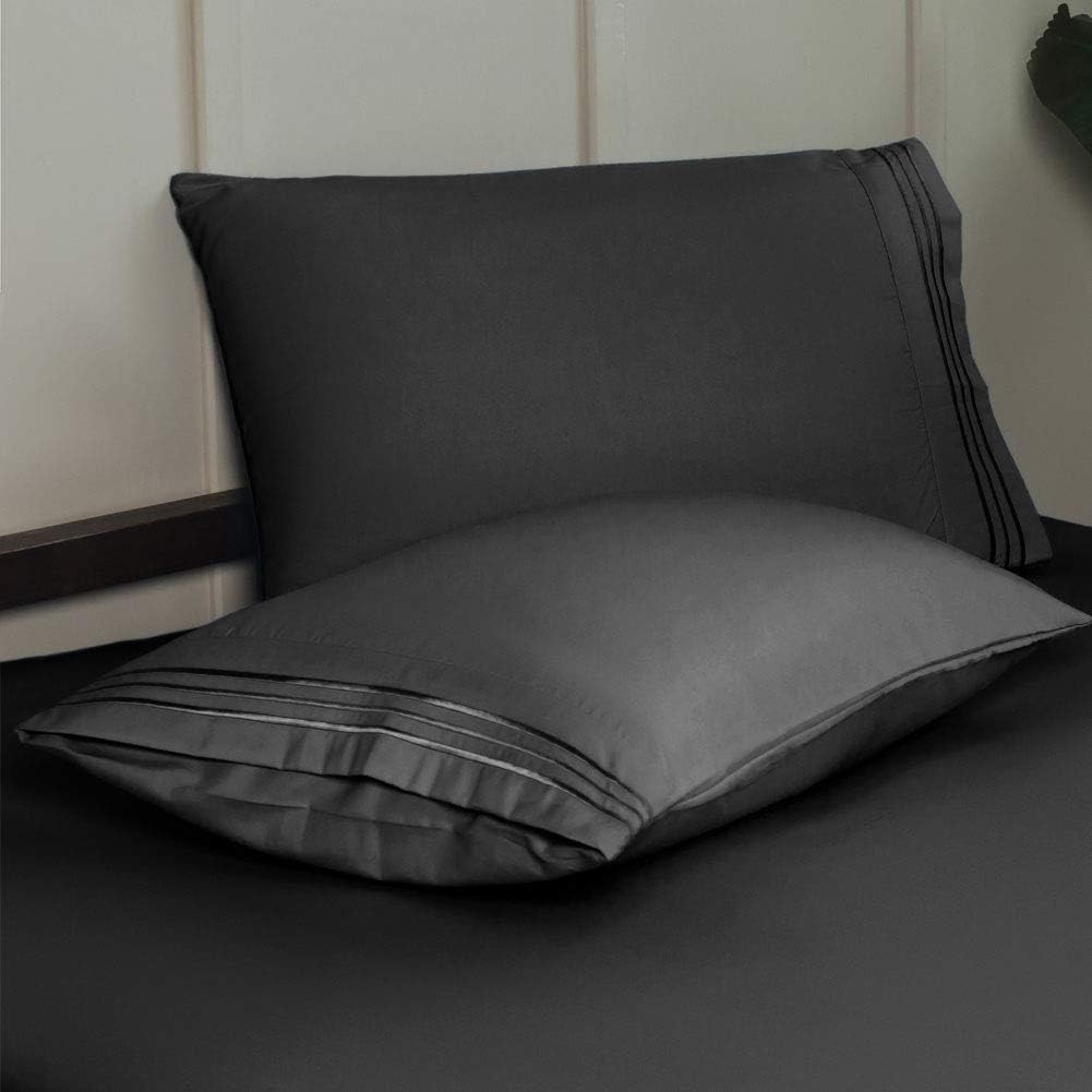 SONORO KATE Bed Sheet Set Super Soft Microfiber 1700 Thread Count Luxury Egyptian Sheets 16-Inch Deep Pocket，Wrinkle-4 Piece(Black, Full)