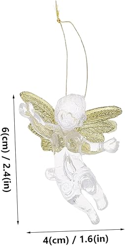 Miniatura 2 de ABOOFAN 60 piezas de colgantes de ángel transparentes para árbol de Navidad, adornos de ángel, adornos de árbol de Navidad, adornos de árbol de