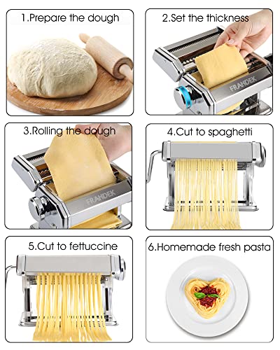 Pasta Maker, Pasta Roller Machine, Noodles Maker Stainless Steel Rollers And Cutter, 8 Adjustable Thickness Settings, Manual Hand Press For Spaghetti, Fettuccini, Lasagna #TOP1