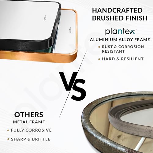 Image of Plantex Aluminium Frame Bathroom Mirror for Wall /Wall Mount Mirror for Bedroom /Dressing Room /Living Room /Entryway - Shatterproof Mirror (18x24 Inch-Brushed Black /Rectangle)